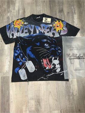 Valley Dreams  Panther Tee - Black with Blue Accents
